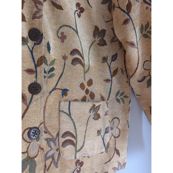Jane Ashley Clothing Women's S Gold Tan Button Up Corduroy Carpet Floral Jacket - Picture 3 of 8